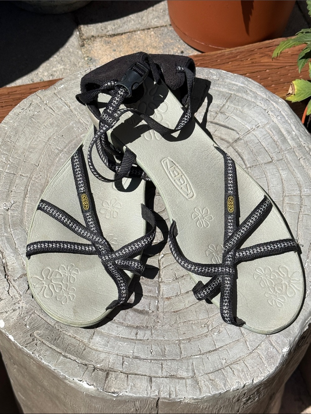 KEEN Black Strappy Sandals with Light Gray Footbed